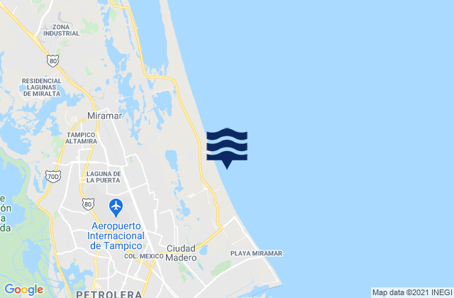 Mapa da tábua de marés em Tampico, Mexico