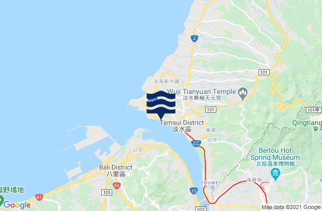 Mapa da tábua de marés em Tan-shui Kang, Taiwan