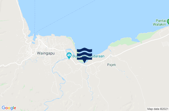 Mapa da tábua de marés em Tanabara, Indonesia