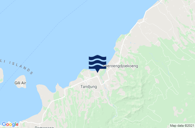 Mapa da tábua de marés em Tanahsong Daya, Indonesia