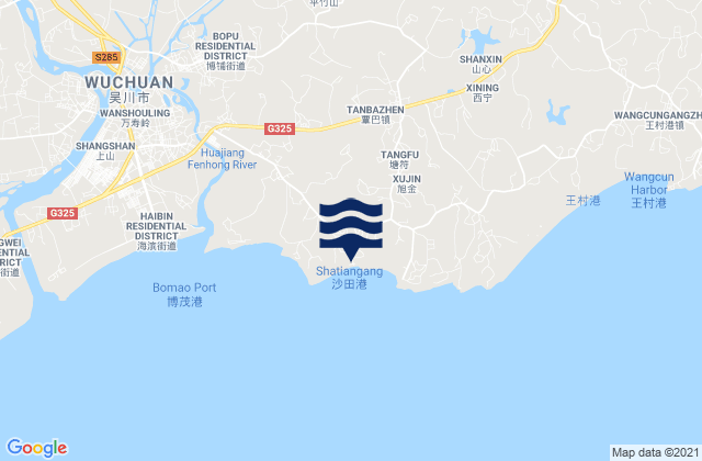 Mapa da tábua de marés em Tanba, China
