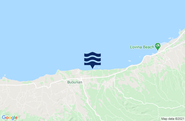 Mapa da tábua de marés em Tangguwisia, Indonesia