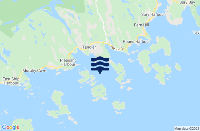 Mapa da tábua de marés em Tangier Harbour, Canada