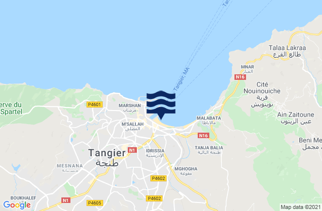 Mapa da tábua de marés em Tangier, Morocco
