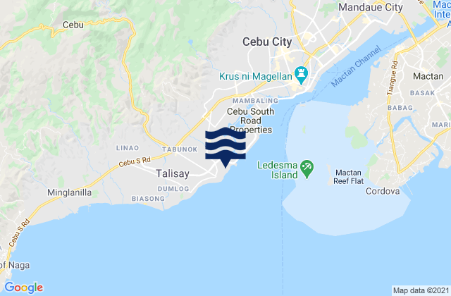 Mapa da tábua de marés em Tangke, Philippines