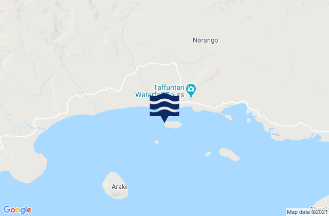 Mapa da tábua de marés em Tangoa Island, New Caledonia