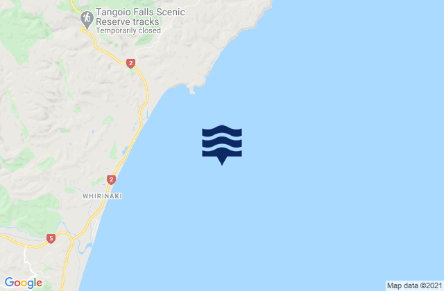 Mapa da tábua de marés em Tangoio Bluff, New Zealand