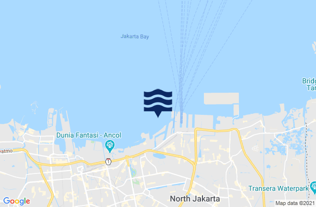 Mapa da tábua de marés em Tanjung Priok, Indonesia