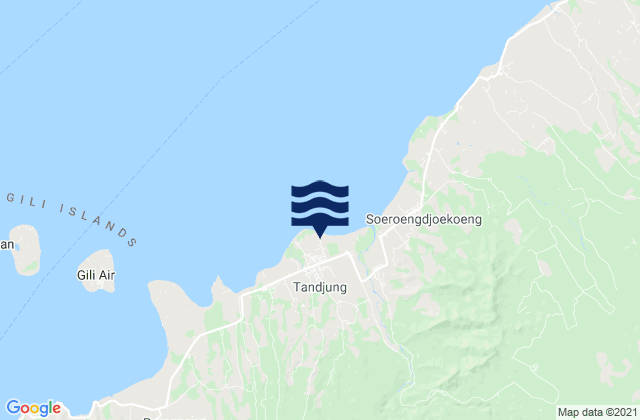 Mapa da tábua de marés em Tanjung, Indonesia