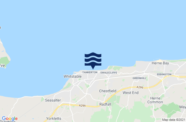 Mapa da tábua de marés em Tankerton Beach, United Kingdom