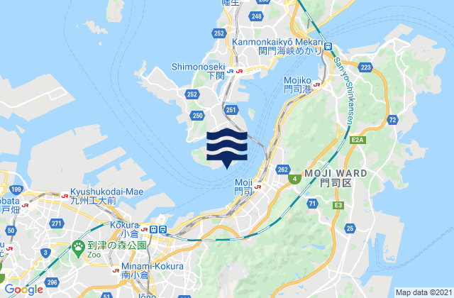 Mapa da tábua de marés em Tanokubicho, Japan