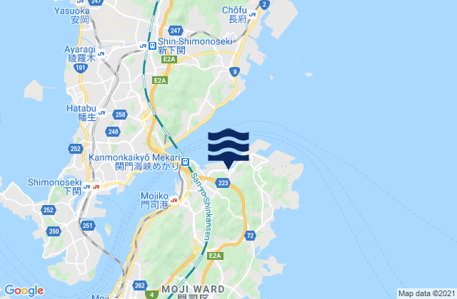 Mapa da tábua de marés em Tanoura, Japan