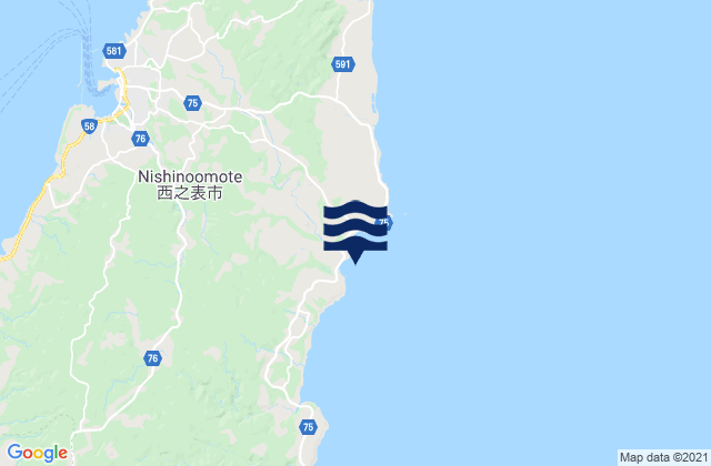 Mapa da tábua de marés em Tanowaki, Japan