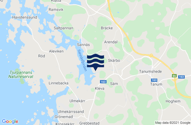 Mapa da tábua de marés em Tanumshede, Sweden