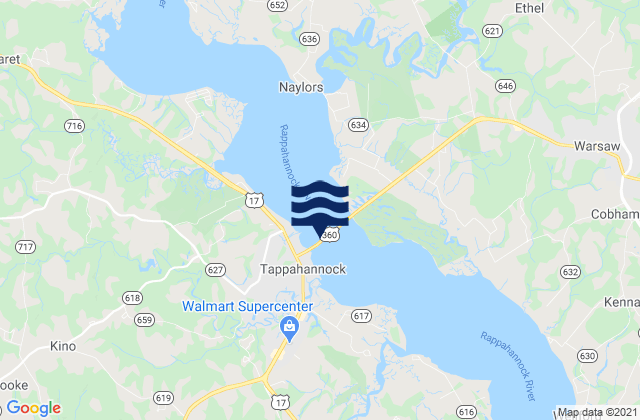 Mapa da tábua de marés em Tappahannock Bridge, United States