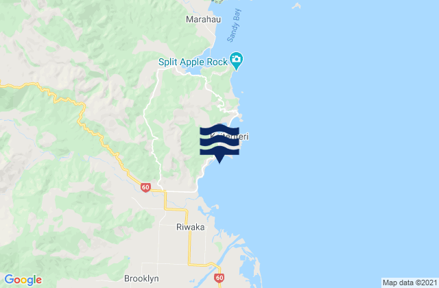 Mapa da tábua de marés em Tapu Bay, New Zealand