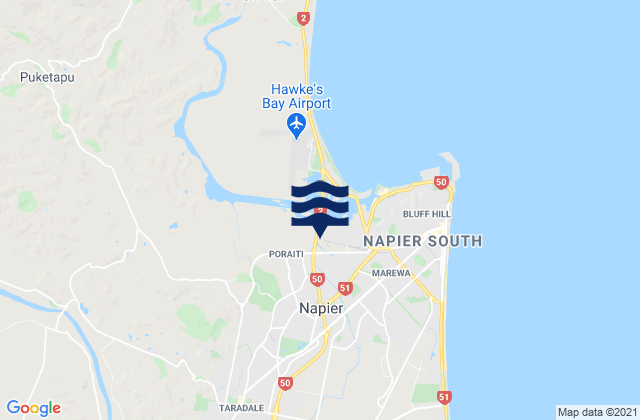 Mapa da tábua de marés em Taradale, New Zealand