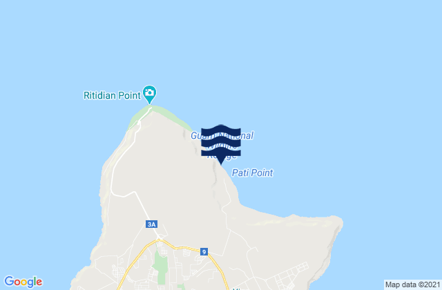 Mapa da tábua de marés em Tarague Beach, Guam