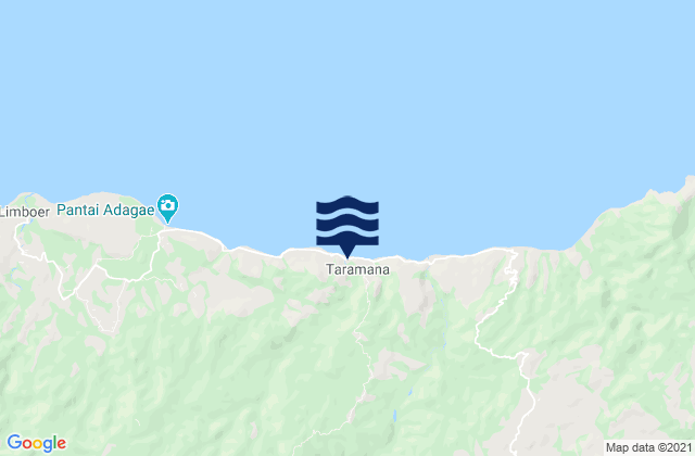 Mapa da tábua de marés em Taramana, Indonesia