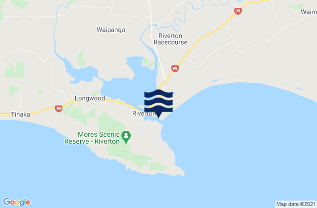 Mapa da tábua de marés em Taramea Bay, New Zealand