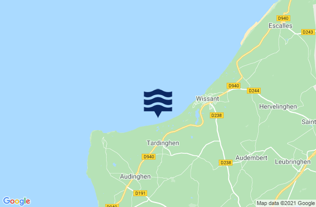 Mapa da tábua de marés em Tardinghen, France