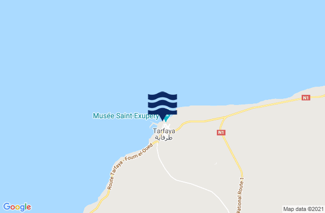 Mapa da tábua de marés em Tarfaya, Morocco