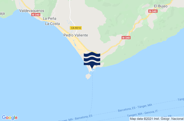 Mapa da tábua de marés em Tarifa Port, Spain