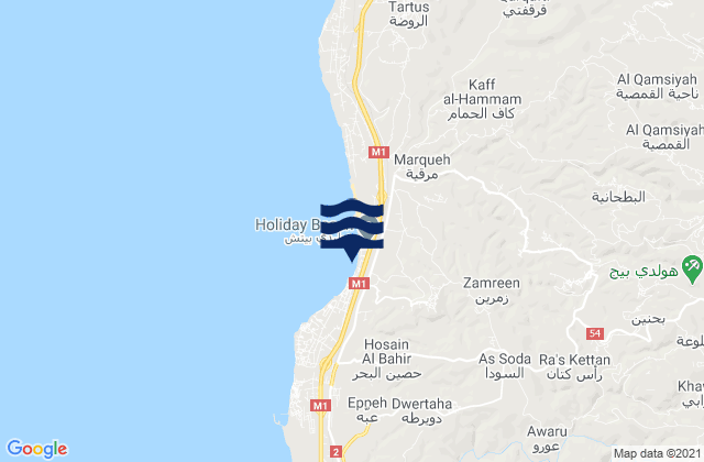 Mapa da tábua de marés em Tartus Governorate, Syria