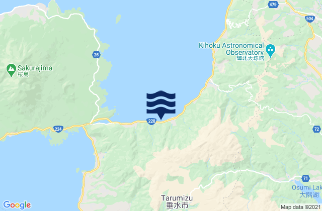 Mapa da tábua de marés em Tarumizu Shi, Japan