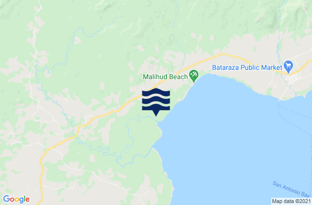 Mapa da tábua de marés em Tarusan, Philippines