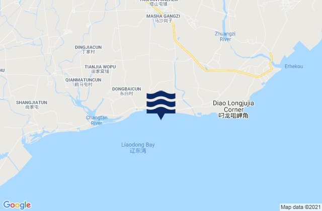 Mapa da tábua de marés em Tashantun, China