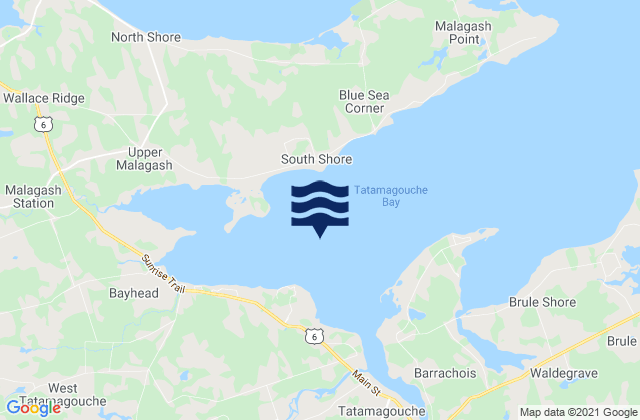 Mapa da tábua de marés em Tatamagouche Bay, Canada