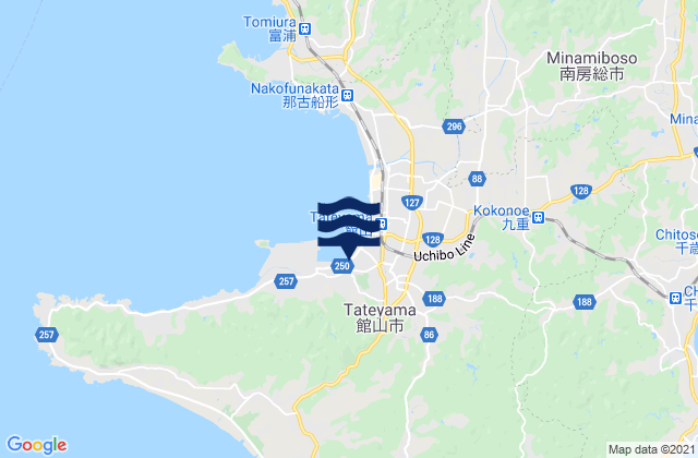 Mapa da tábua de marés em Tateyama-shi, Japan