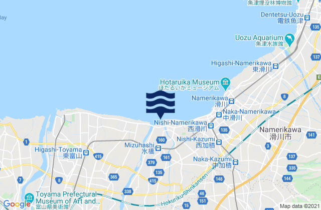 Mapa da tábua de marés em Tateyama, Japan