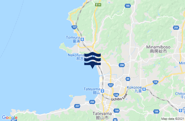 Mapa da tábua de marés em Tateyama Wan, Japan