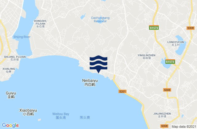 Mapa da tábua de marés em Tatou, China