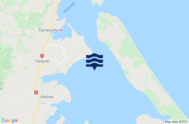 Mapa da tábua de marés em Tauranga Harbour, New Zealand
