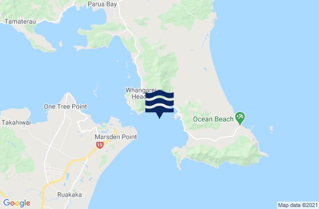 Mapa da tábua de marés em Taurikura Bay, New Zealand