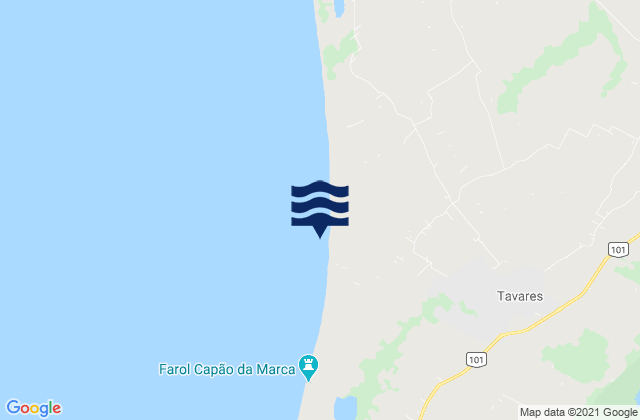 Mapa da tábua de marés em Tavares, Brazil