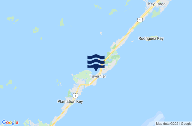Mapa da tábua de marés em Tavernier Key Largo Florida Bay, United States