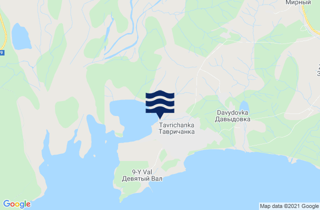 Mapa da tábua de marés em Tavrichanka, Russia