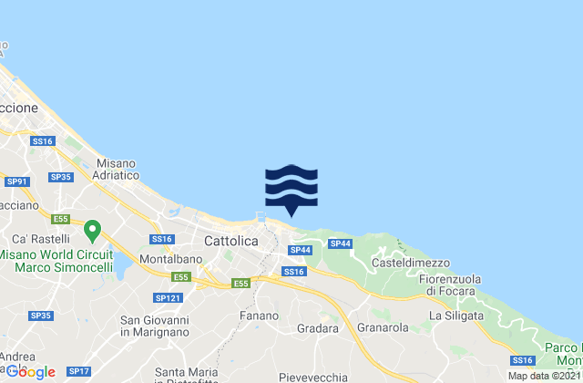 Mapa da tábua de marés em Tavullia, Italy