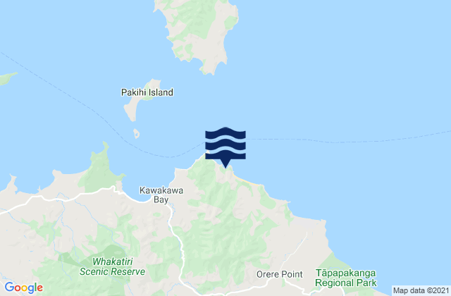 Mapa da tábua de marés em Tawhitokino Beach, New Zealand