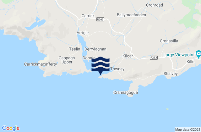 Mapa da tábua de marés em Tawny Bay, Ireland