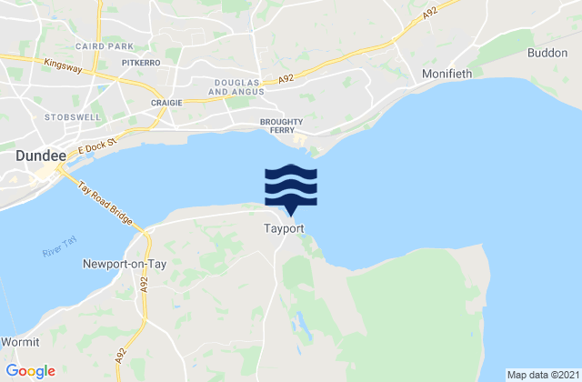Mapa da tábua de marés em Tayport, United Kingdom