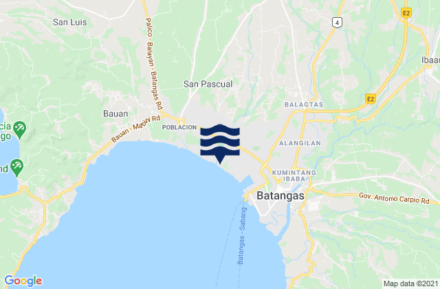 Mapa da tábua de marés em Taysan, Philippines