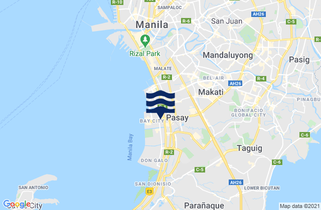 Mapa da tábua de marés em Taytay, Philippines