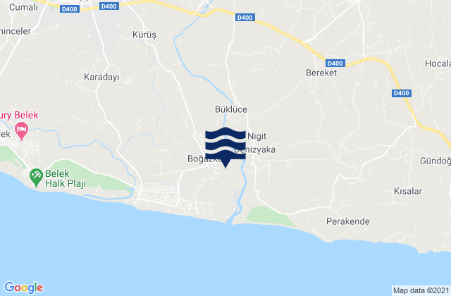 Mapa da tábua de marés em Taşağıl, Turkey