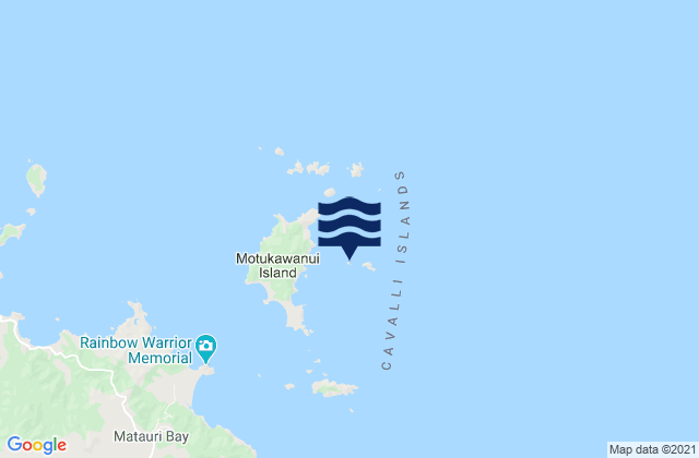 Mapa da tábua de marés em Te Anaputa Island, New Zealand