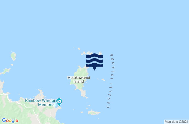 Mapa da tábua de marés em Te Haumi Rock, New Zealand